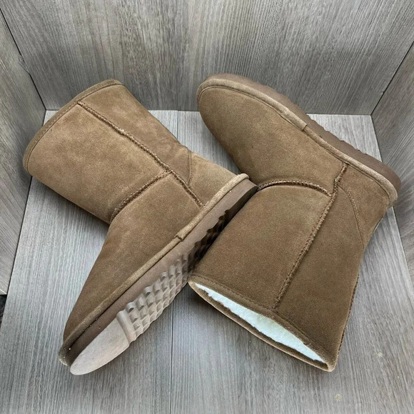 BEARPAW Boots Unisex Sz 9/10 Pull On Shearling Fleece-Lined Winter Suede Brown - Picture 5 of 10